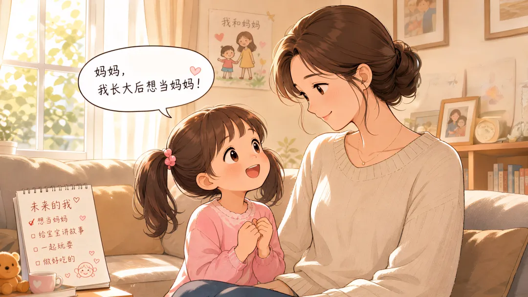 女儿说，她长大后想当妈妈